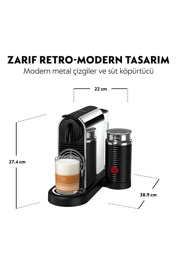 Nespresso D145 Citiz Platinum Bundle Espresso Kahve Makinesi, Titan + Süt Köpürtücü